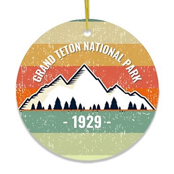 Vintage Grand Teton National Park Ornament, Circle Version 2
