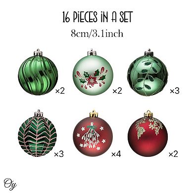Chic Christmas Decor Ornament Ball Bundle, 16 Piece Natural World Bauble Set