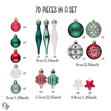 Elegantly Distinct Set of Christmas Ornaments Magenta, Green, White and Red Icicles and Stars
