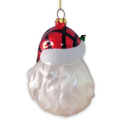 Cheerful Santa Head Sparkling Glass Christmas Ornament