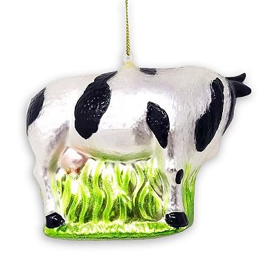 Cow and Calf Glass Christmas Ornament
