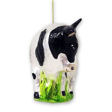 Cow and Calf Glass Christmas Ornament