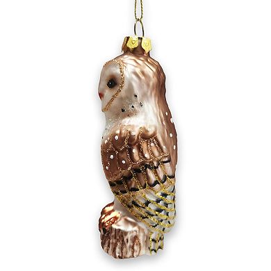 Classic Barn Owl Glass Christmas Ornament
