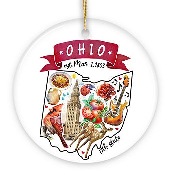 Artistic Ohio State Themes and Landmarks Christmas Ornament