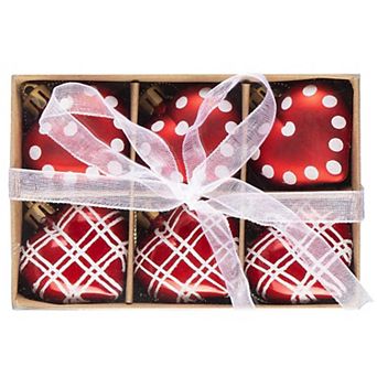 Cute and Glamorous Heart Shaped Christmas Ornament Set, 6 Shatterproof Love Baubles