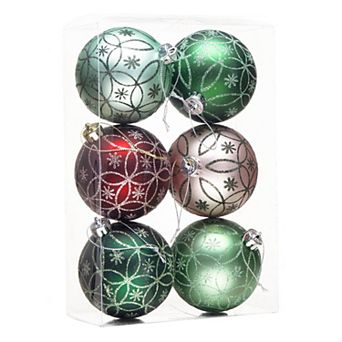Enchanting Subtle Nature Ornament Bundle, Set of 6 Pine Green, Light Green, Mint Green, Pink and Red