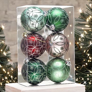 Enchanting Subtle Nature Ornament Bundle, Set of 6 Pine Green, Light Green, Mint Green, Pink and Red