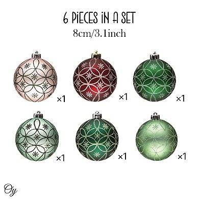 Enchanting Subtle Nature Ornament Bundle, Set of 6 Pine Green, Light Green, Mint Green, Pink and Red