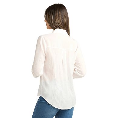 Women's AB Studio Front Lace Yoke Top With Tie Front