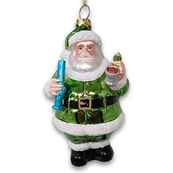 Chill Santa Glass Christmas Ornament, Merry Cheermas Funny Decoration