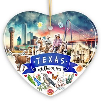 Artistic Texas State Themes and Landmarks Christmas Ornament