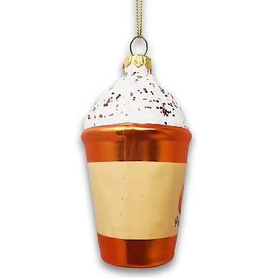 Fall Inspired Pumpkin Spice Latte Glass Christmas Ornament, Coffee Lover's Delight