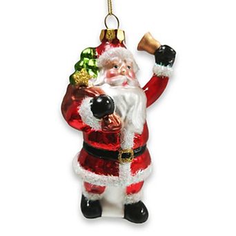 Festive Delivery Santa Claus Coming to Town Glass Christmas Ornament