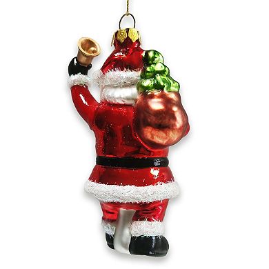 Festive Delivery Santa Claus Coming to Town Glass Christmas Ornament