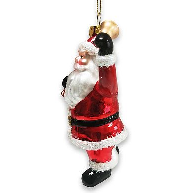 Festive Delivery Santa Claus Coming to Town Glass Christmas Ornament
