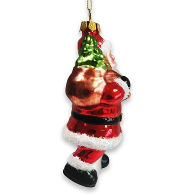 Festive Delivery Santa Claus Coming to Town Glass Christmas Ornament