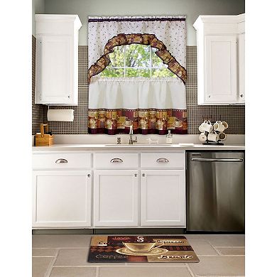 BrylaneHome Coffee Printed Tier & Swag Set