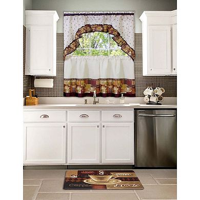BrylaneHome Coffee Printed Tier & Swag Set