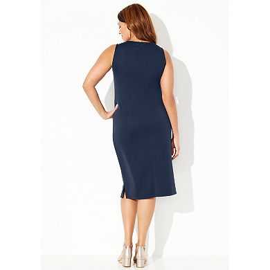 Catherines Women's Plus Size Ponte Sleeveless Shift Dress