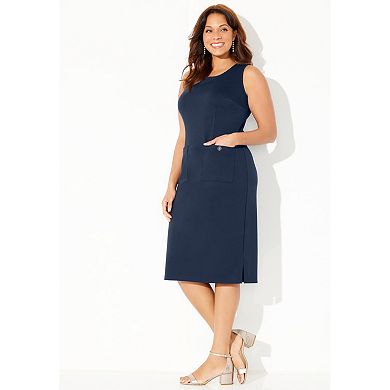 Catherines Women's Plus Size Ponte Sleeveless Shift Dress