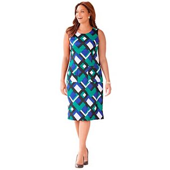 Catherines Women's Plus Size Ponte Sleeveless Shift Dress