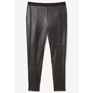 Roaman's Women's Plus Size Faux Leather Legging