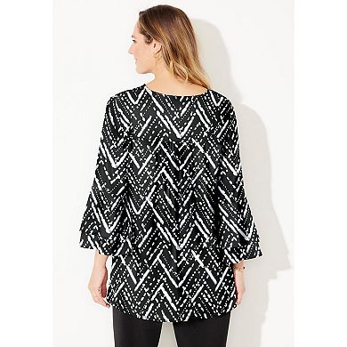 Catherines Women's Plus Size Dream Drape Bell Sleeve Top