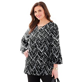 Catherines Women's Plus Size Dream Drape Bell Sleeve Top
