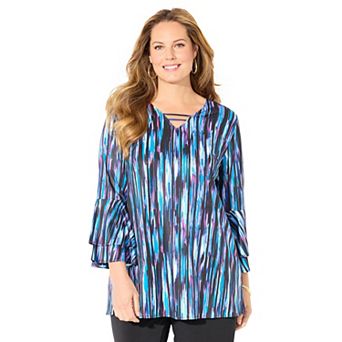 Catherines Women's Plus Size Dream Drape Bell Sleeve Top