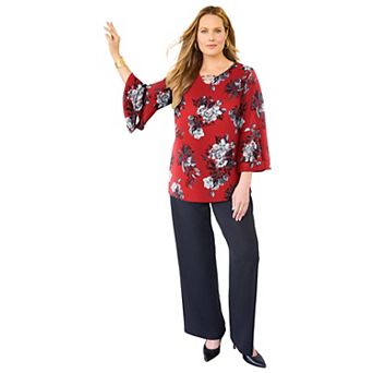 Catherines Women's Plus Size Dream Drape Bell Sleeve Top
