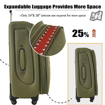 Merax Softside Luggage Expandable 3 Piece Set Suitcase with Duffel Bag