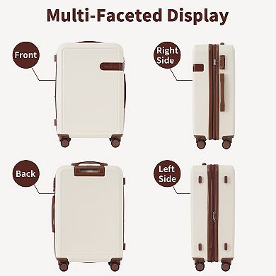 Merax 4 Piece Luggage Set with Compression Packing Cubes for Suitcase Expanable Spinner Wheels