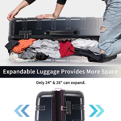 Merax Hardshell Luggage Sets 3 Piece Gradient Color Expandable Suitcase with Spinner Wheels