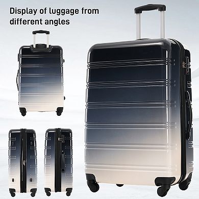 Merax Hardshell Luggage Sets 3 Piece Gradient Color Expandable Suitcase with Spinner Wheels