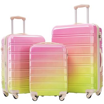 Merax Hardshell Luggage Sets 3 pc Gradient Color Expandable Suitcase with Spinner Wheels