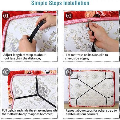1-Piece 8-Clip Bed Sheet Grippers Suspender Straps Holder