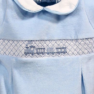 Baby Boys Smocked Velour Footie