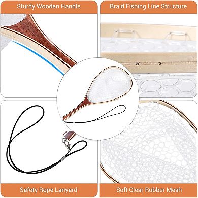 Fishing Net for Trout, Fly Fishing Net with Soft Rubber Mesh