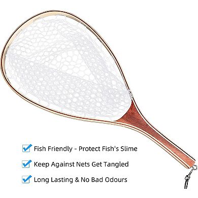 Fishing Net for Trout, Fly Fishing Net with Soft Rubber Mesh