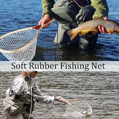 Fishing Net for Trout, Fly Fishing Net with Soft Rubber Mesh