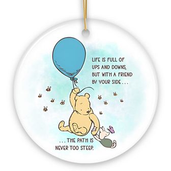 Life's Ups and Downs are Easier With a Friend Ornament, Cute Bear's Uplifting Quote Gift, Circle