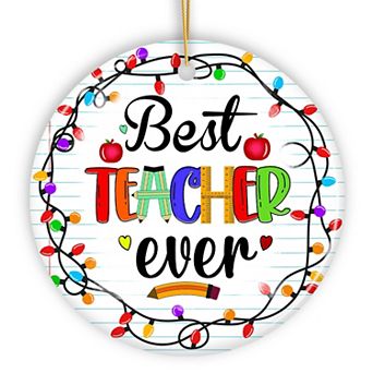 Best Teacher Ever Christmas Ornament, Holiday Sparkle Gift for Educators