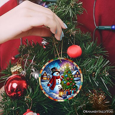Winter Festivity Top Hat Snowman Ornament, Radiant Tree with Holiday Spirit Gift Version 1