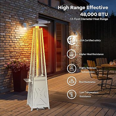 48,000BTU Pyramid Shaped Freestanding Heater, Outdoor Gas Patio Heate for Garden Patio Terrace