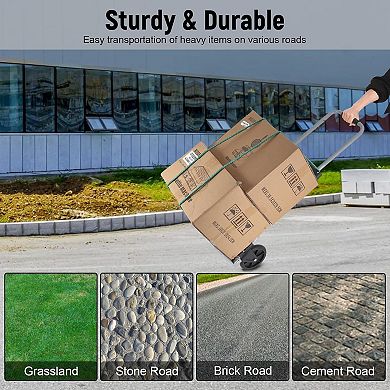 Folding Hand Truck Cart, with Bungee Cord, Silent Wheels, Telescoping Handle, Dual Bearings