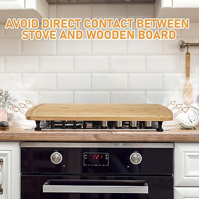 Stovetop Cover Cutting Board with Legs and Juice Grooves for RV Stove
