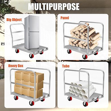 2-in-1 Heavy Duty Panel Truck Cart, All Steel Platform Truck for Loading and Storage, 8 Holes