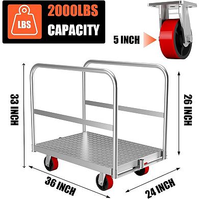 2-in-1 Heavy Duty Panel Truck Cart, All Steel Platform Truck for Loading and Storage, 8 Holes