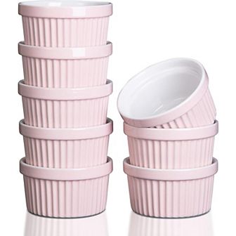 8 oz Ramekins Bowls, Tiny Ramekins Dip Bowl Porcelain Souffle Dish Set of 8