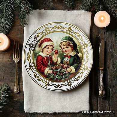 Victorian Elegance Set of 4 Plates with Real Gold Trim, Christmas Collection for Dessert & Appetizer